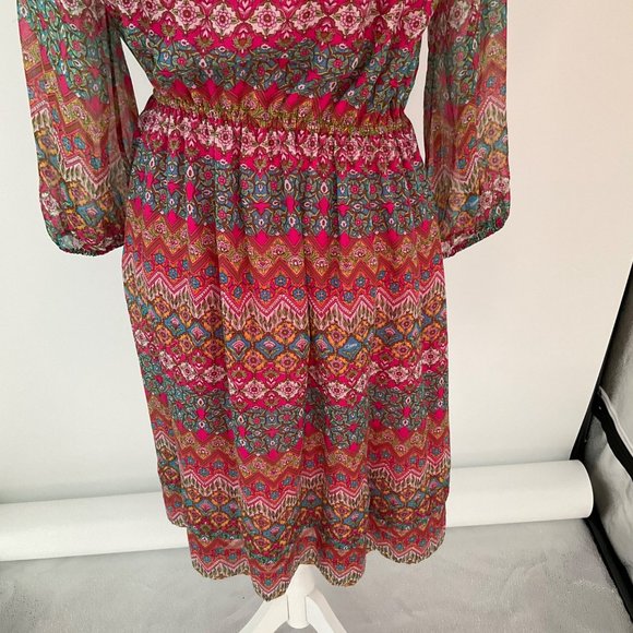 DVF Diane Von Furstenberg Dress Parry Silk Blouson Peasant 2 Pink Floral - Picture 8 of 15